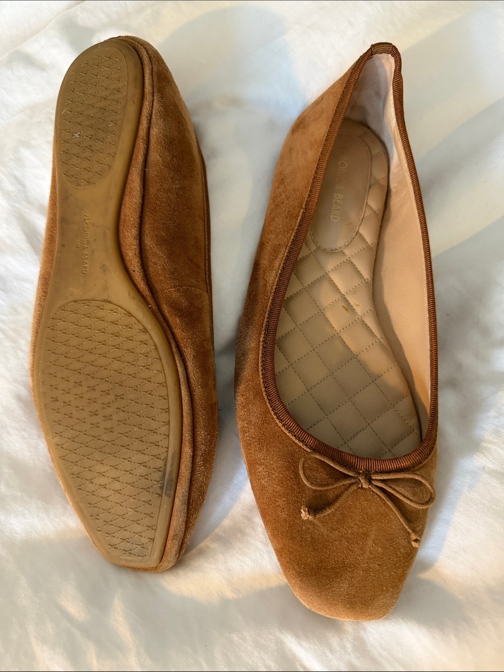Veronica Beard Suede Ballet Flats in Cognac Brown